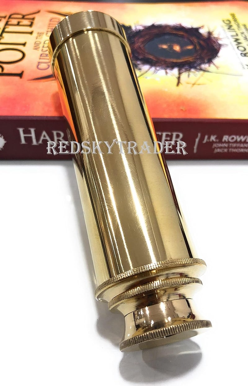 RedSkyTrader Brass 9" Handheld Brass Telescope Nautical Pirate Spy Glass with Box Rustic Vintage Home Decor Gifts - Image 4